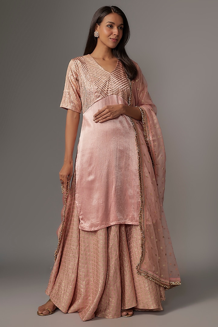 Pink Brocade Palazzo Pant Set by Kriti Bapna at Pernia's Pop Up Shop