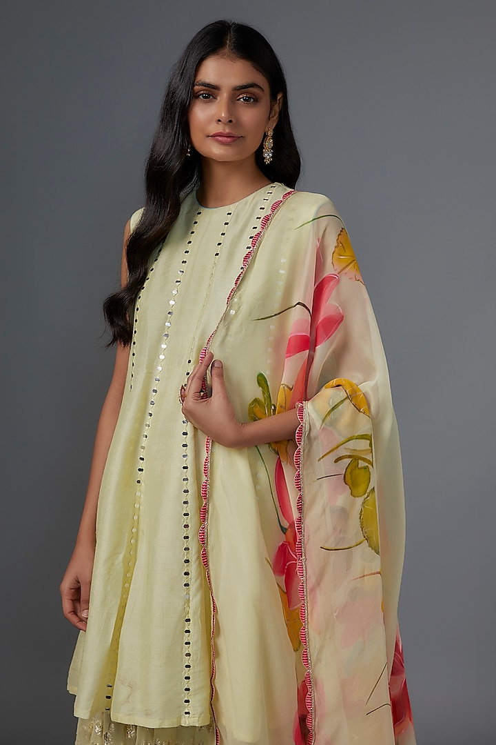 Yellow Brasso Flared Palazzo Pant Set by Kriti Bapna at Pernia's Pop Up Shop