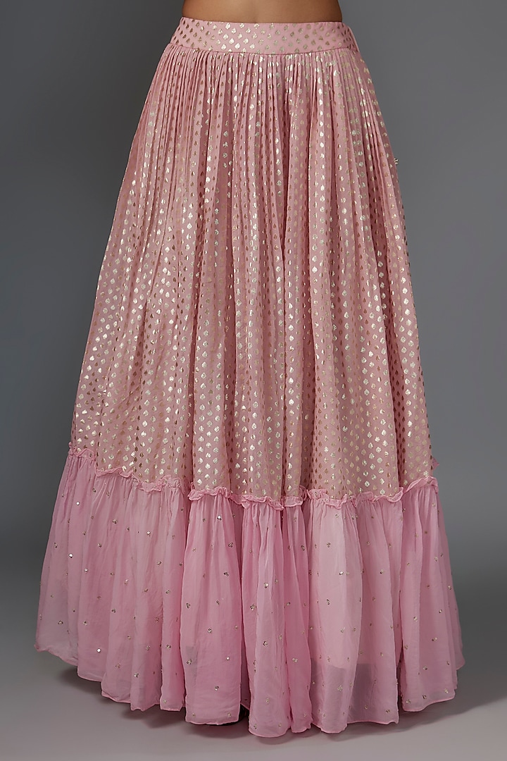 Pink Chanderi Boots Embroidered Wedding Lehenga Set by Kriti Bapna at Pernia's Pop Up Shop