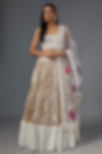 Ivory Gota Fabric Wedding Lehenga Set by Kriti Bapna at Pernia's Pop Up Shop