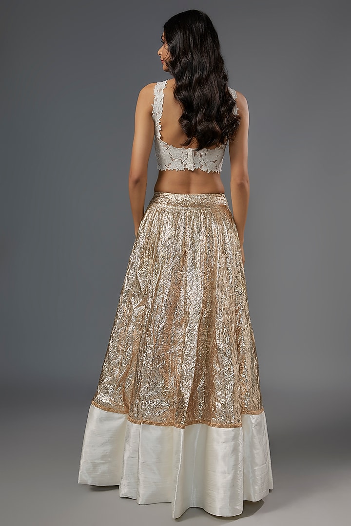 Ivory Gota Fabric Wedding Lehenga Set by Kriti Bapna at Pernia's Pop Up Shop