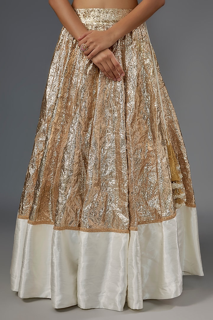 Ivory Gota Fabric Wedding Lehenga Set by Kriti Bapna at Pernia's Pop Up Shop