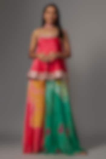 Multi-Colored Chinon Sharara Set by Kriti Bapna at Pernia's Pop Up Shop