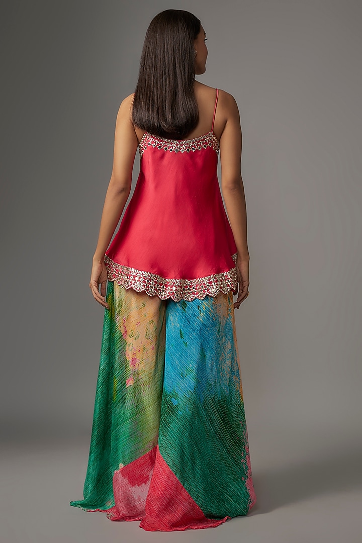 Multi-Colored Chinon Party Wear Sharara Set by Kriti Bapna at Pernia's Pop Up Shop