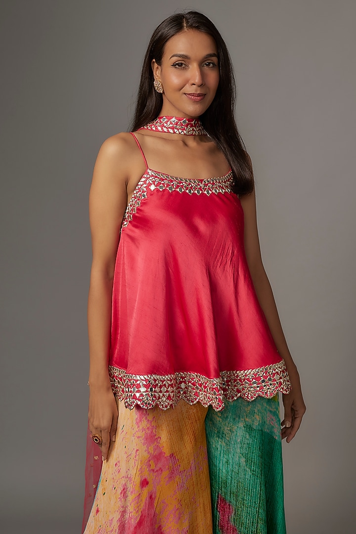 Multi-Colored Chinon Party Wear Sharara Set by Kriti Bapna at Pernia's Pop Up Shop