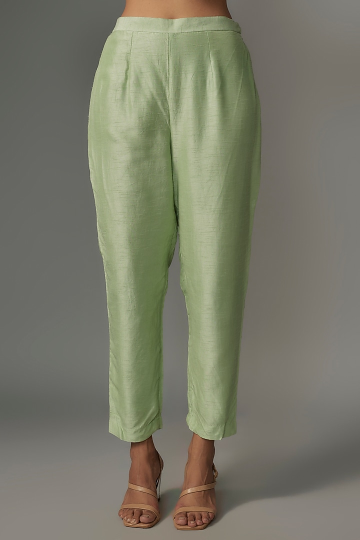 Green Silk Printed Kurta Set by Kriti Bapna at Pernia's Pop Up Shop