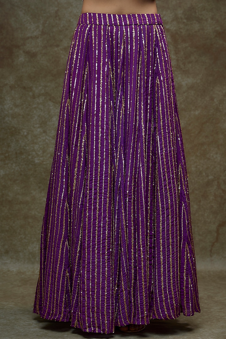 Purple Georgette & Silk Embroidered Wedding Lehenga Set by Kriti Bapna at Pernia's Pop Up Shop