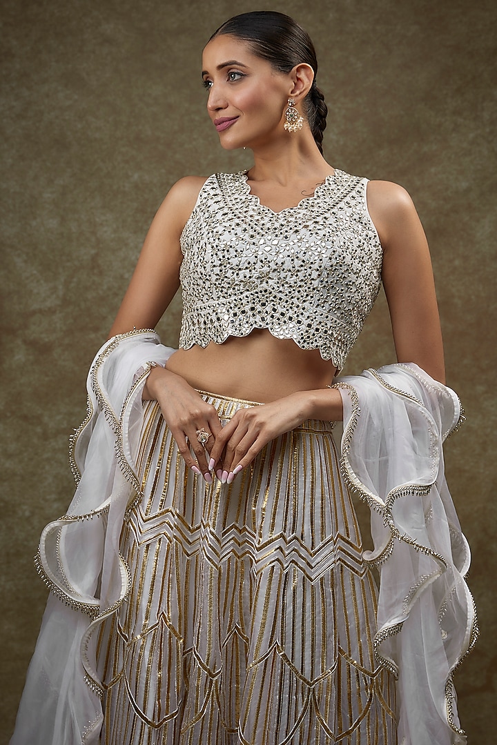 Ivory Silk & Organza Wedding Lehenga Set by Kriti Bapna at Pernia's Pop Up Shop