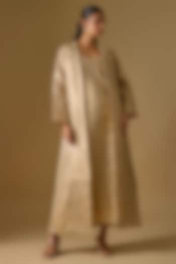 Gold Cotton Jute Jacket With Inner by Kriti Bapna at Pernia's Pop Up Shop