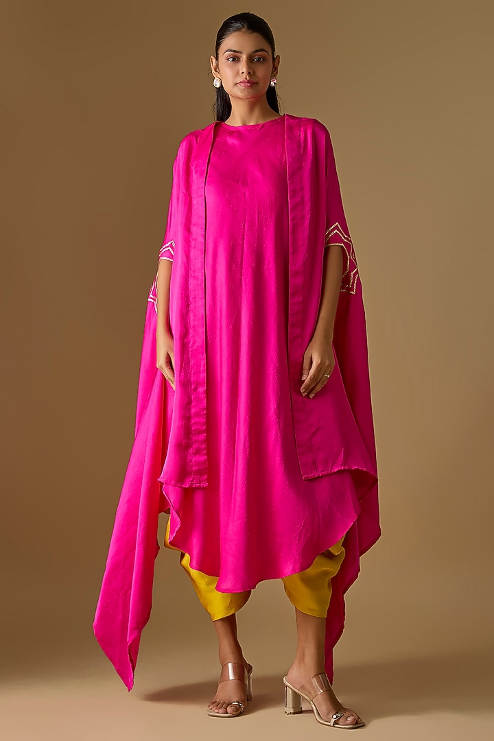 Pink Satin Silk Sleeveless Kurta Set by Kriti Bapna at Pernia's Pop Up Shop