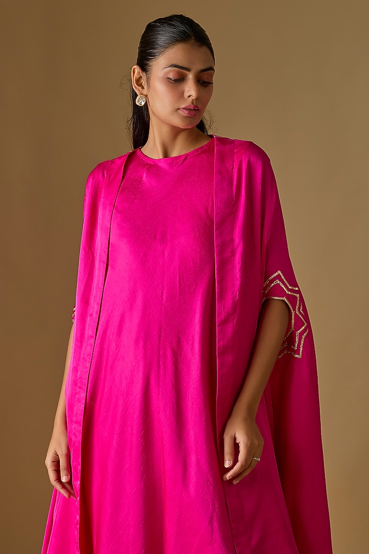 Pink Satin Silk Sleeveless Kurta Set by Kriti Bapna at Pernia's Pop Up Shop
