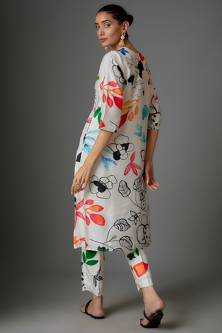 Asymmetric Hand Painted Kurta With Narrow Pants main image 0