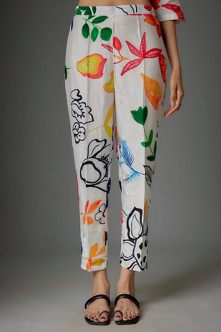 Multi-Colored Dupion Silk Hand Painted Kurta Set by Kriti Bapna at Pernia's Pop Up Shop