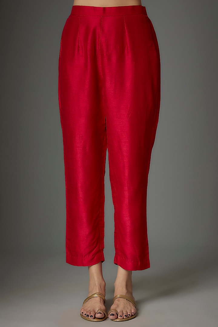 Red Silk Kurta Set by Kriti Bapna at Pernia's Pop Up Shop