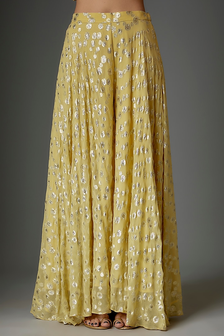 Yellow Silk & Brasso Kurta Set by Kriti Bapna at Pernia's Pop Up Shop