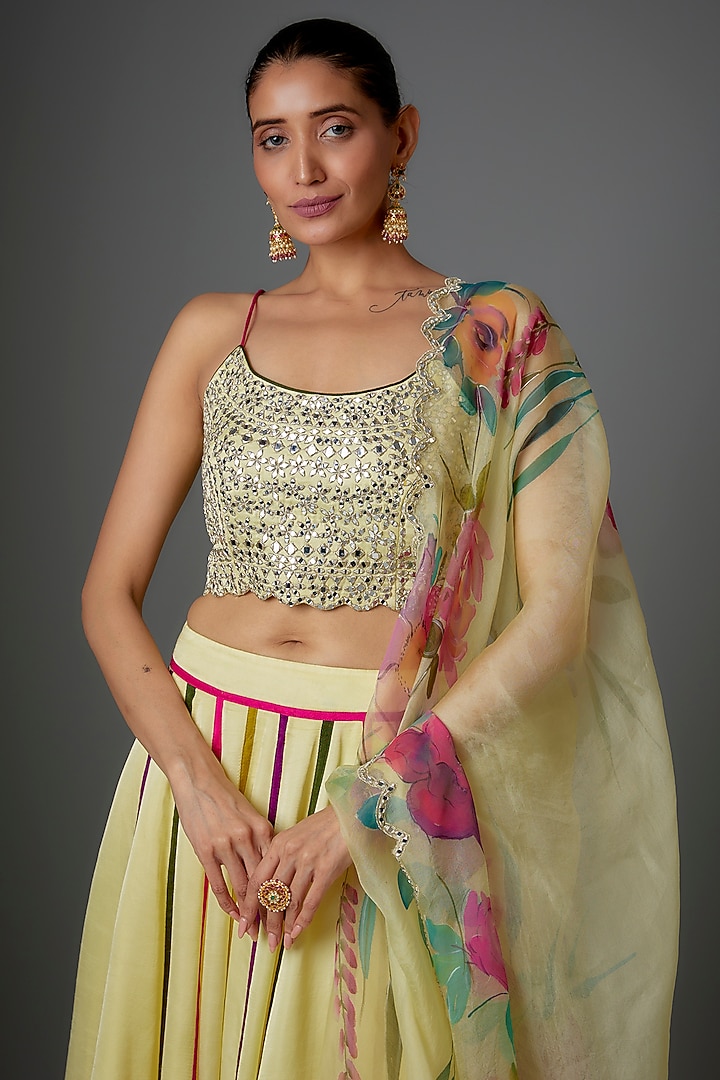 Yellow Silk Wedding Lehenga Set by Kriti Bapna at Pernia's Pop Up Shop