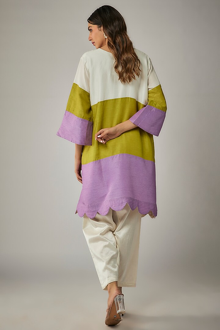 Multi-Colored Silk Mirror Embroidered Kurta Set by Kriti Bapna at Pernia's Pop Up Shop