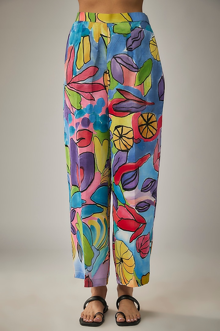 Multi-Colored Silk Hand Painted Co-Ord Set by Kriti Bapna at Pernia's Pop Up Shop