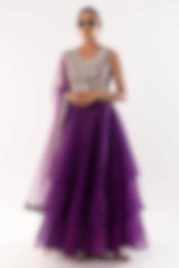 Purple Organza Skirt Set by Kriti Bapna at Pernia's Pop Up Shop