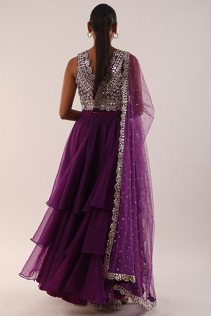 Purple Organza Skirt Set by Kriti Bapna at Pernia's Pop Up Shop