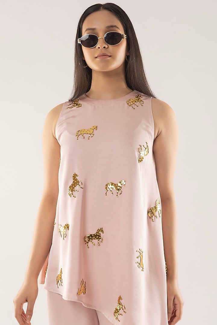 Pink Cotton Satin Co-Ord Set by Kriti Bapna at Pernia's Pop Up Shop