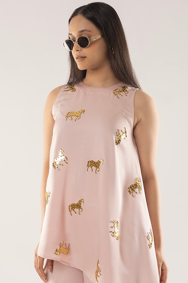 Pink Cotton Satin Co-Ord Set by Kriti Bapna at Pernia's Pop Up Shop