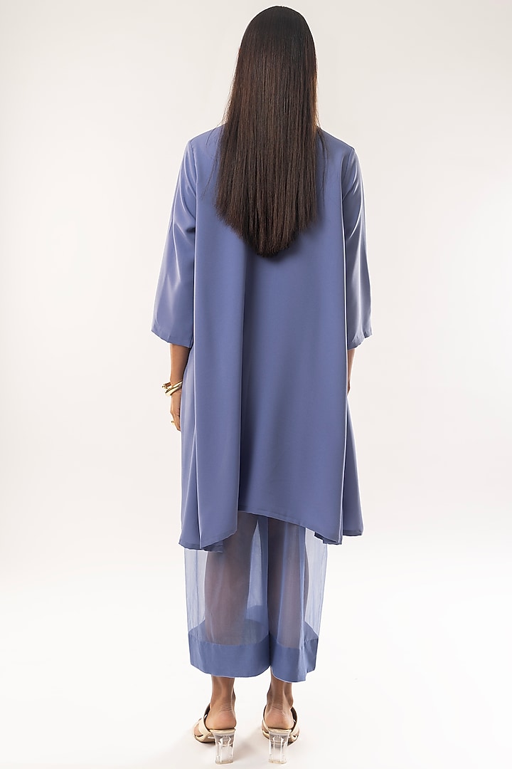 Blue Moss Crepe Animal Motif Kurta Set by Kriti Bapna at Pernia's Pop Up Shop