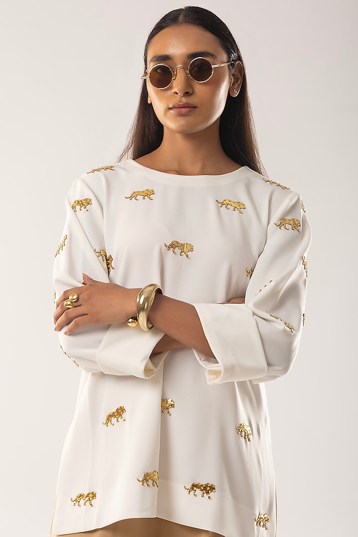 White Moss Crepe Co-Ord Set by Kriti Bapna at Pernia's Pop Up Shop