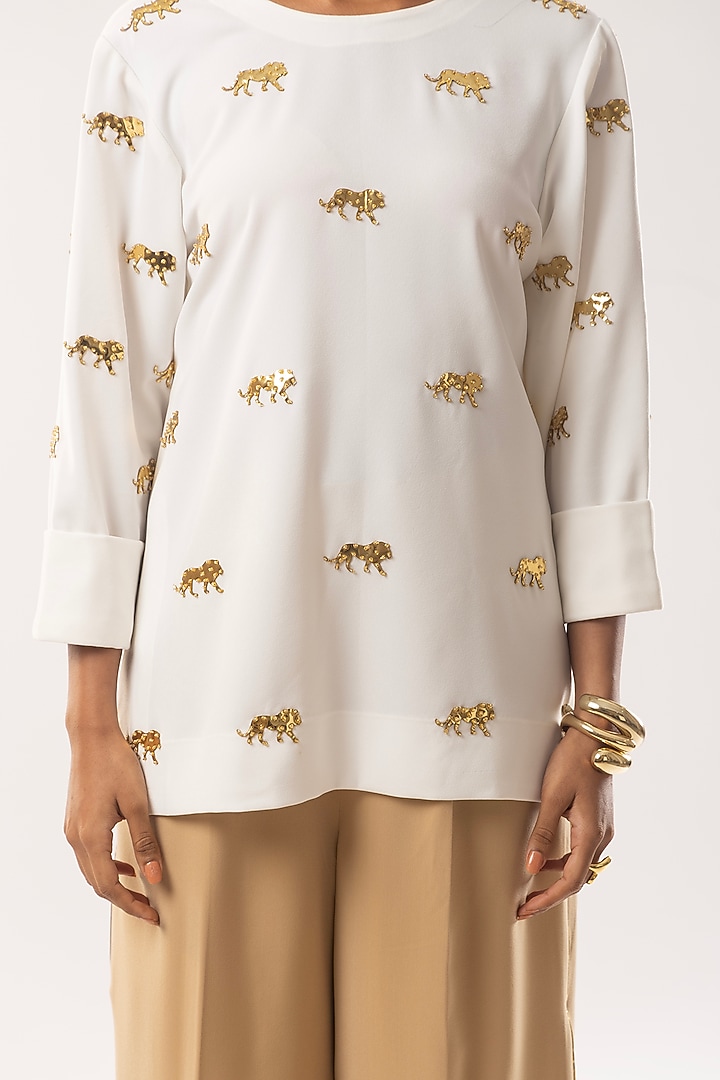 White Moss Crepe Co-Ord Set by Kriti Bapna at Pernia's Pop Up Shop