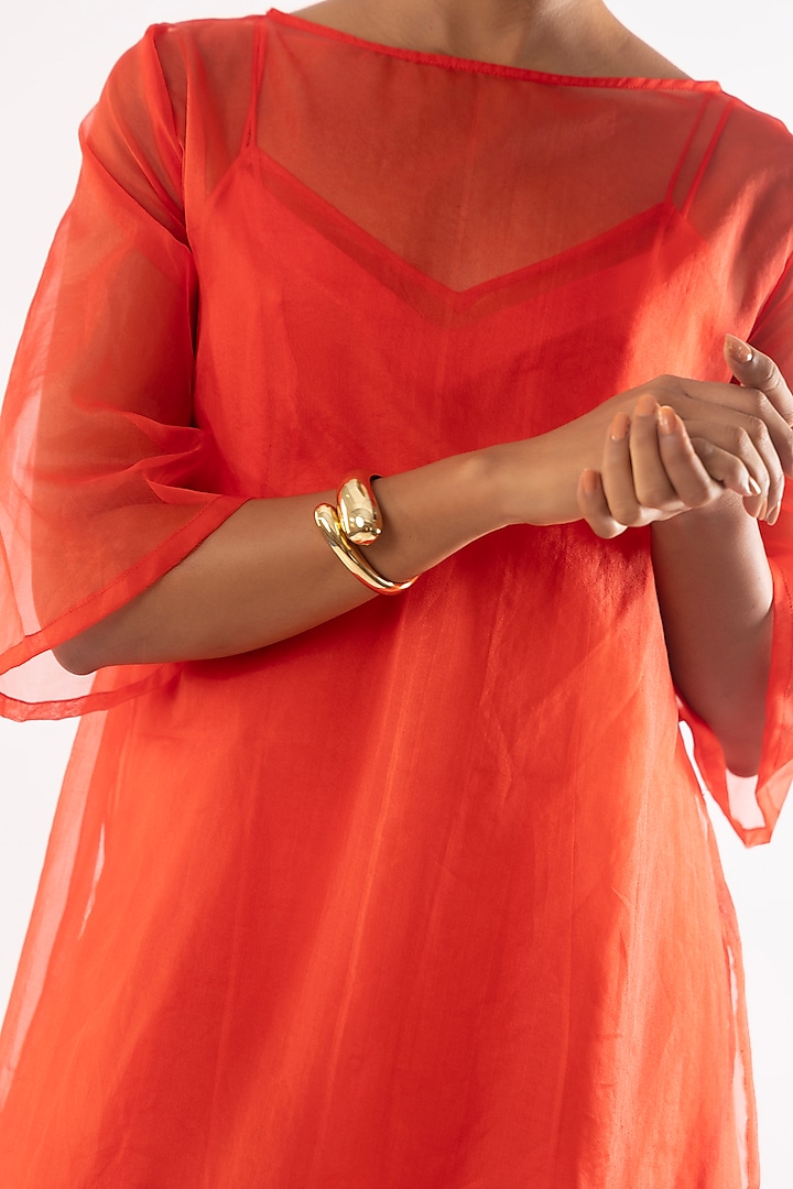 Orange Organza Flared Kurta With Dress by Kriti Bapna at Pernia's Pop Up Shop