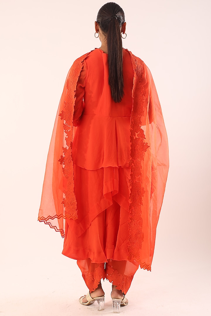 Orange Viscose Layered Kurta Set by Kriti Bapna at Pernia's Pop Up Shop