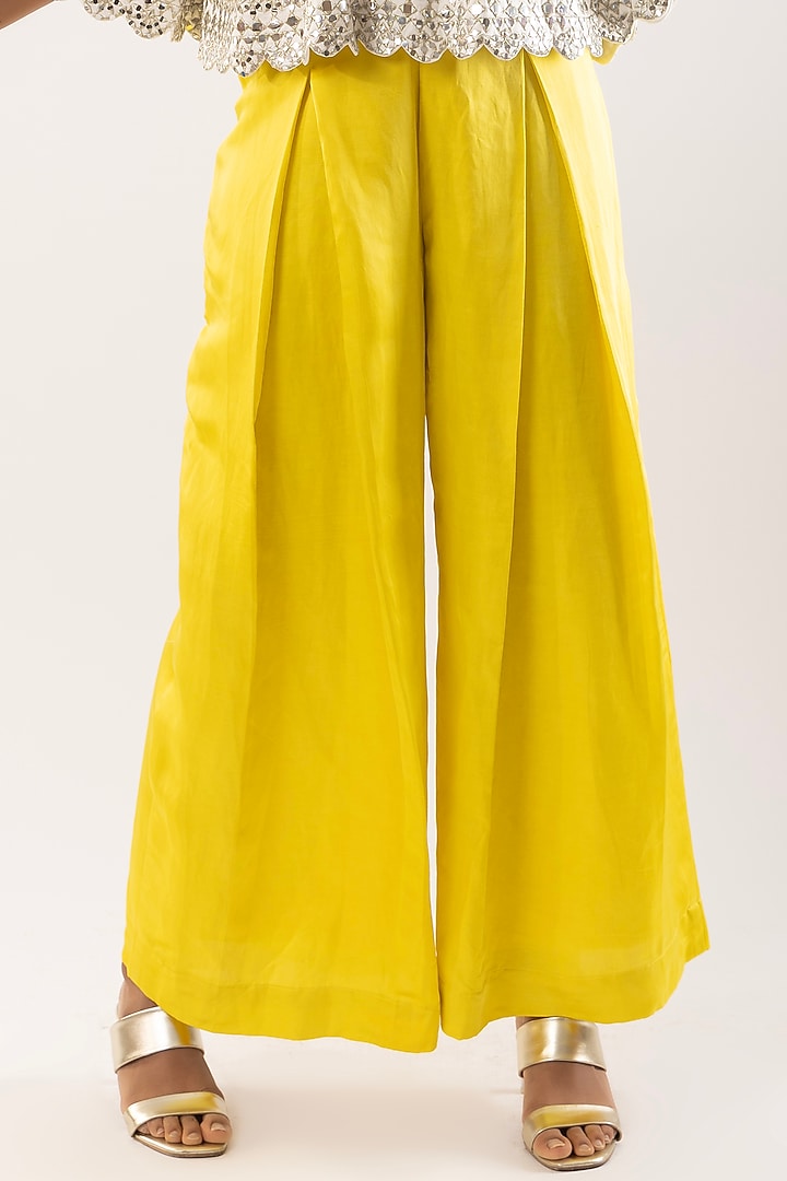 Ivory Satin Dupion Mirror Embroidered Cape Set by Kriti Bapna at Pernia's Pop Up Shop