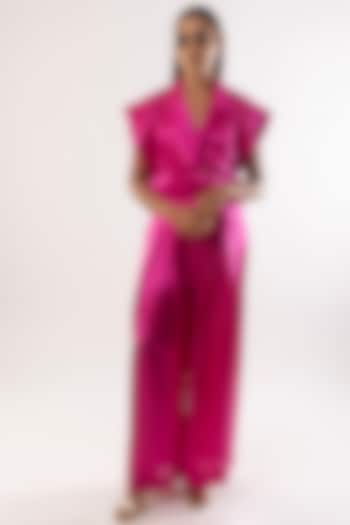 Pink Satin Silk Co-Ord Set by Kriti Bapna at Pernia's Pop Up Shop