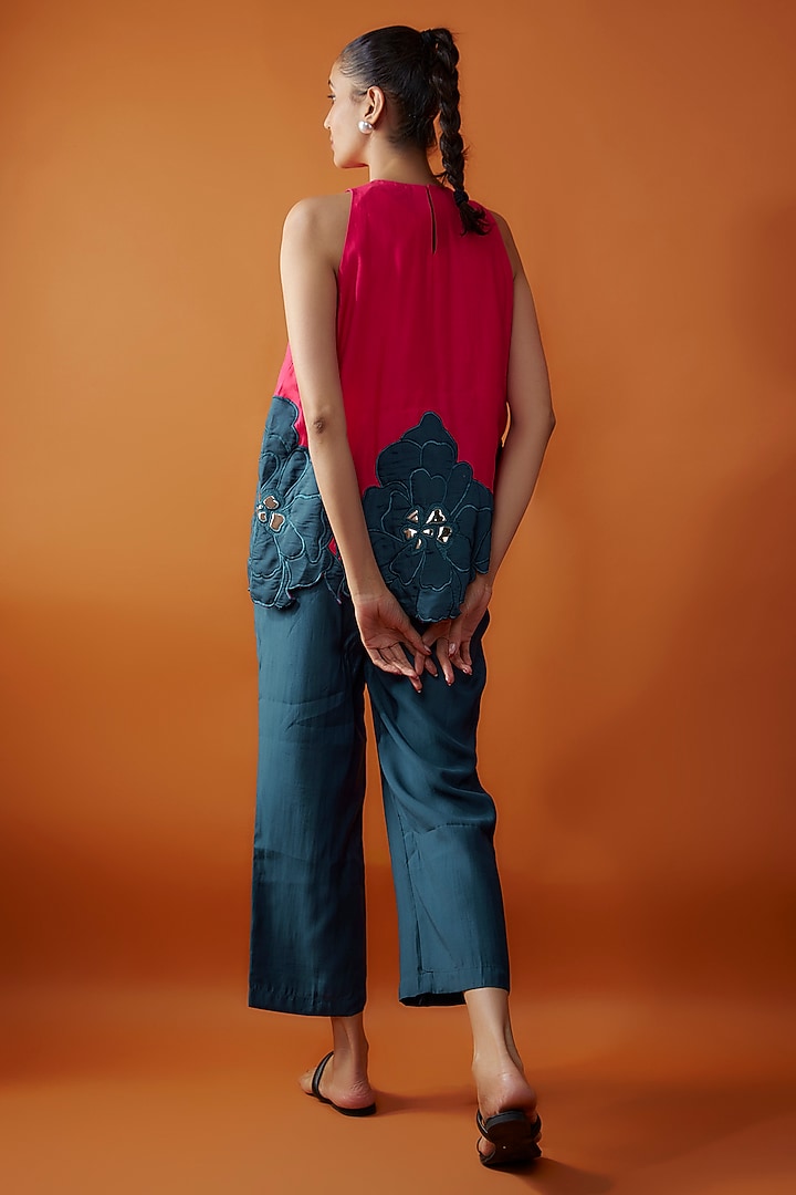 Blue Silk Voile Pant Set by Kriti Bapna at Pernia's Pop Up Shop