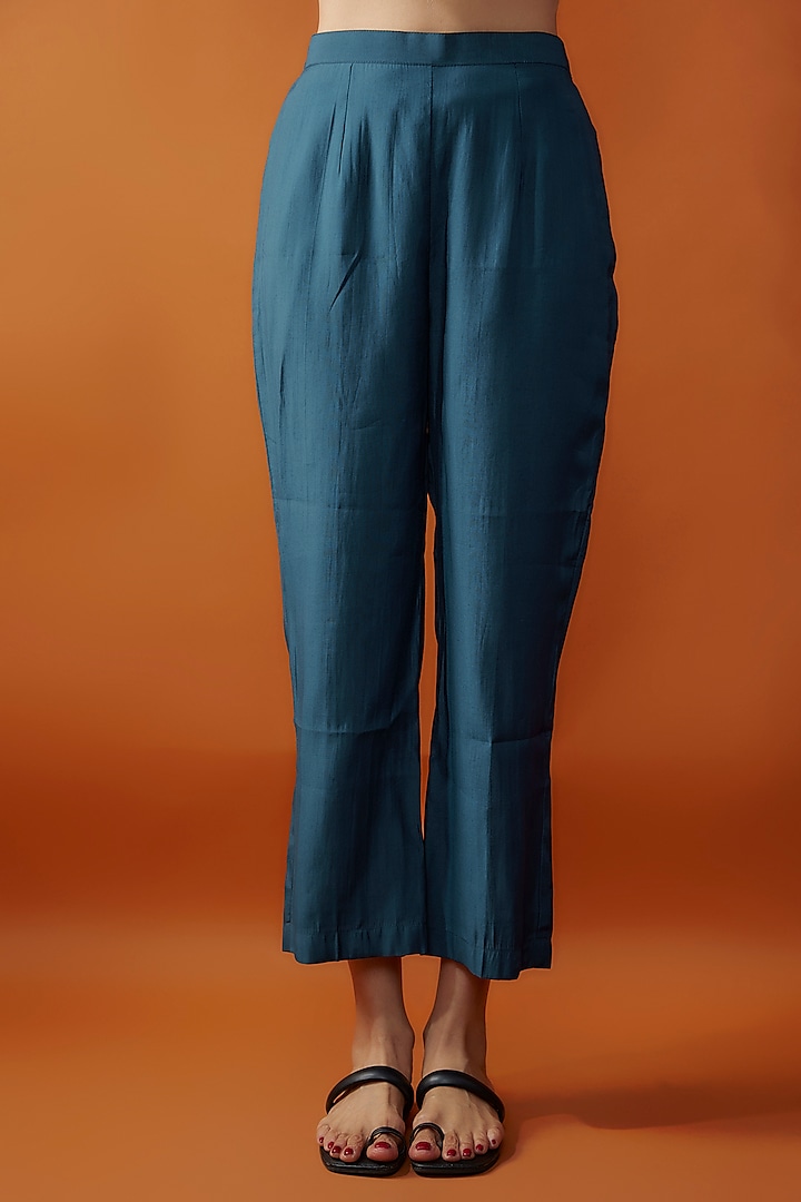 Blue Silk Voile Pant Set by Kriti Bapna at Pernia's Pop Up Shop