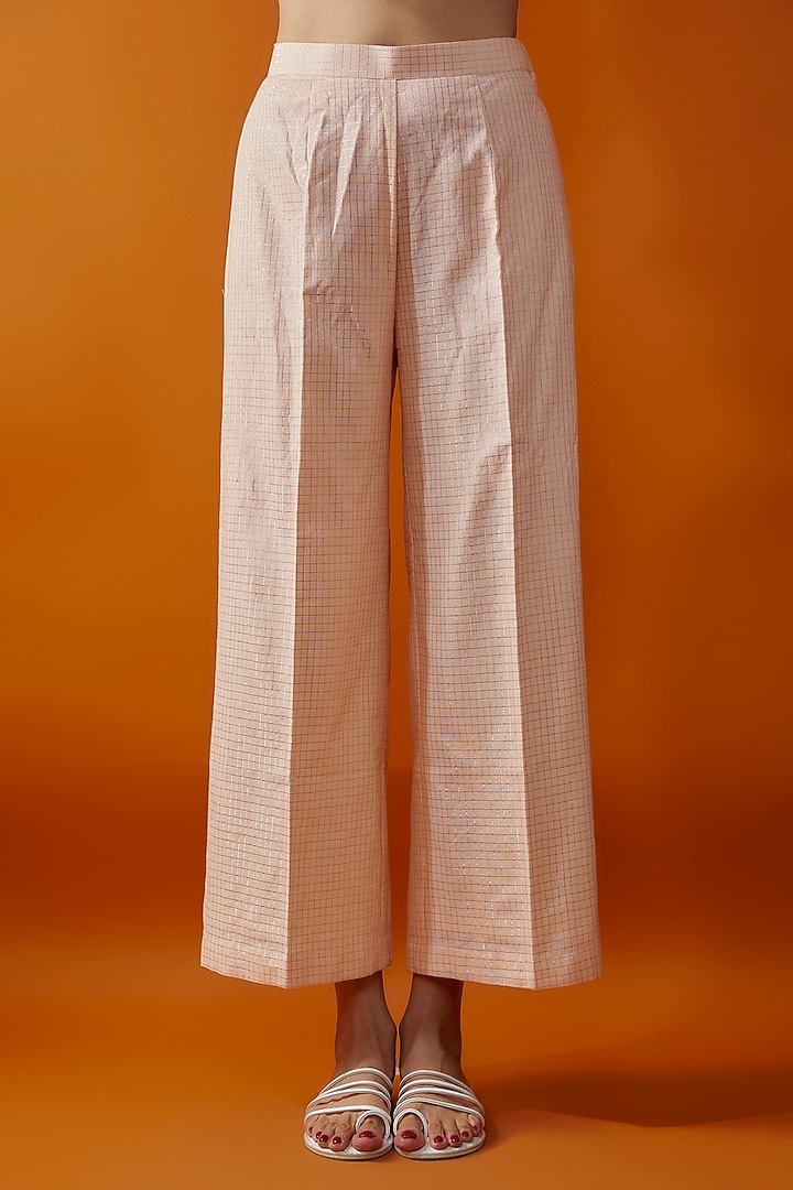 Light Pink Cotton Checkered Co-Ord Set by Kriti Bapna at Pernia's Pop Up Shop