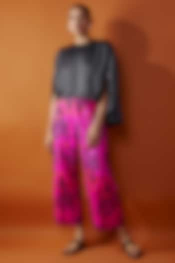 Pink Silk Floral Printed Pant Set by Kriti Bapna at Pernia's Pop Up Shop