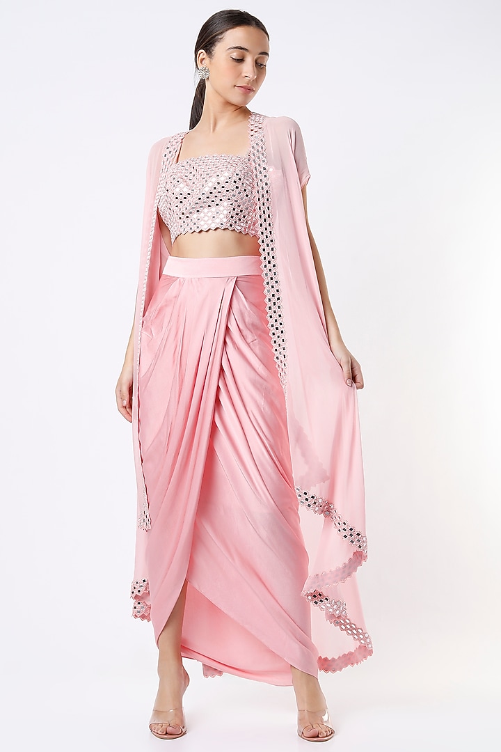 Light Pink Embroidered Jacket Set by Kresha Lulla at Pernia's Pop Up Shop