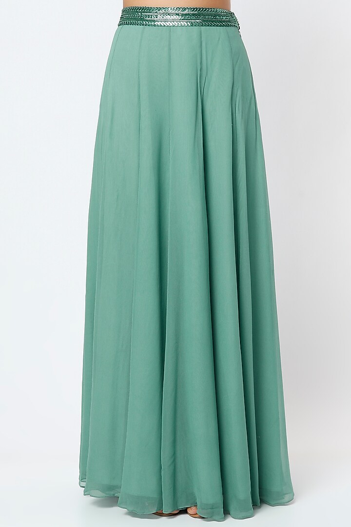 Sage Green Embroidered Cape Set by Kresha Lulla at Pernia's Pop Up Shop