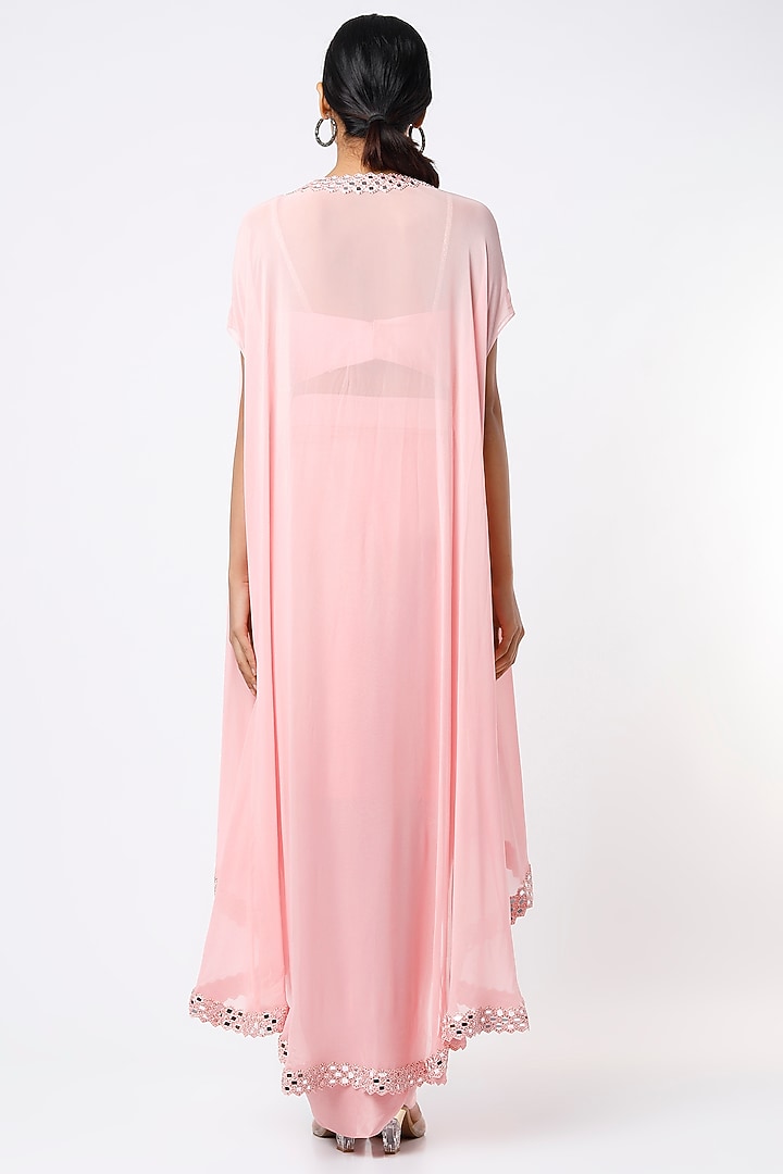 Blush Pink Raw Silk & Georgette Dhoti Set by Kresha Lulla at Pernia's Pop Up Shop