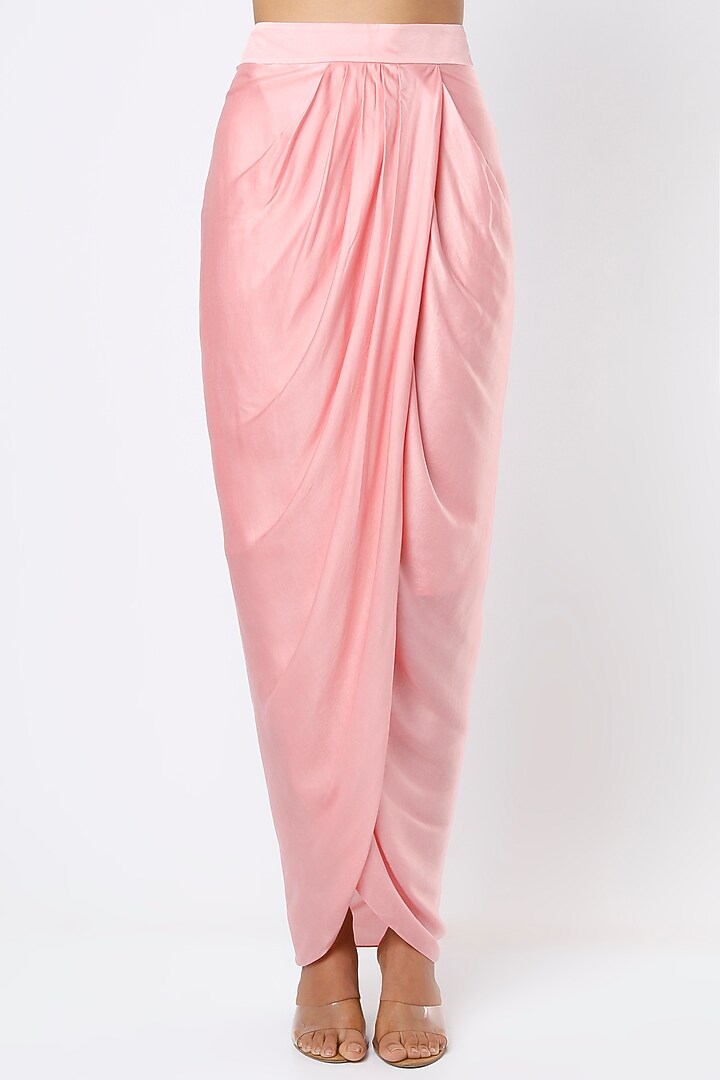 Blush Pink Raw Silk & Georgette Dhoti Set by Kresha Lulla at Pernia's Pop Up Shop