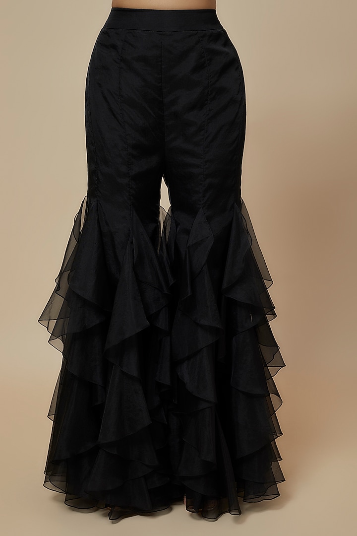 Neon & Black Organza Cape Set by Kresha Lulla at Pernia's Pop Up Shop