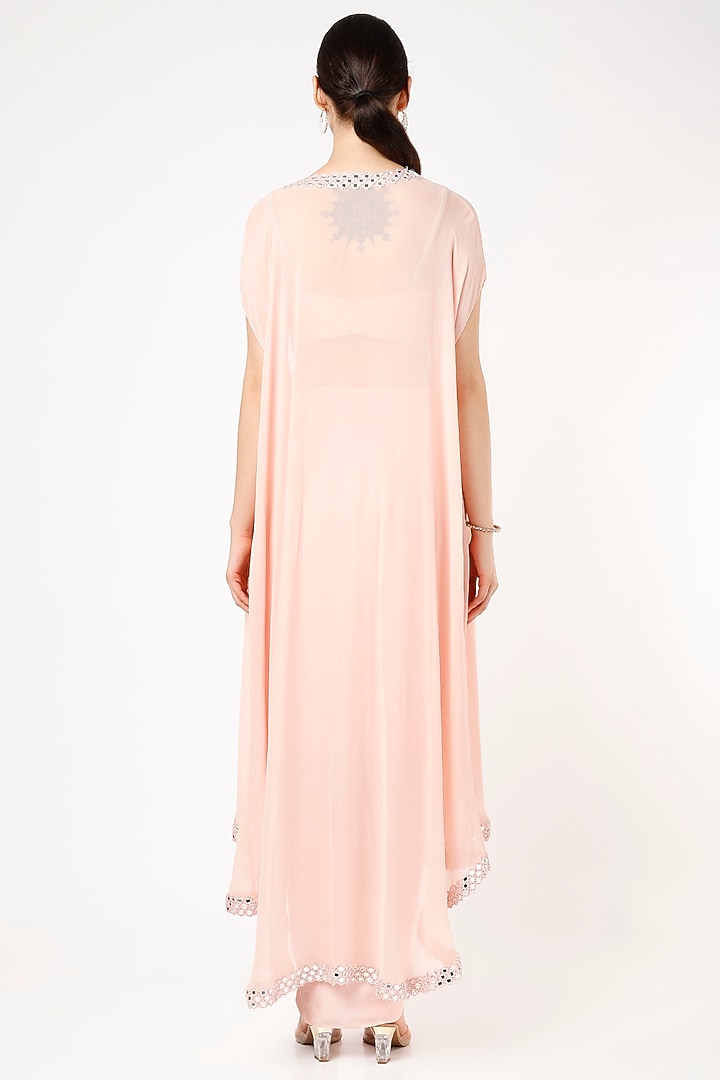 Peachy Pink Embroidered Cape Set by Kresha Lulla at Pernia's Pop Up Shop