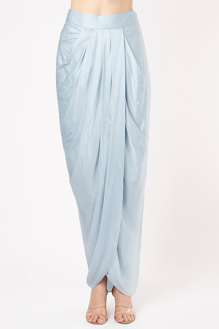 Powder Blue Embroidered Cape Set by Kresha Lulla at Pernia's Pop Up Shop