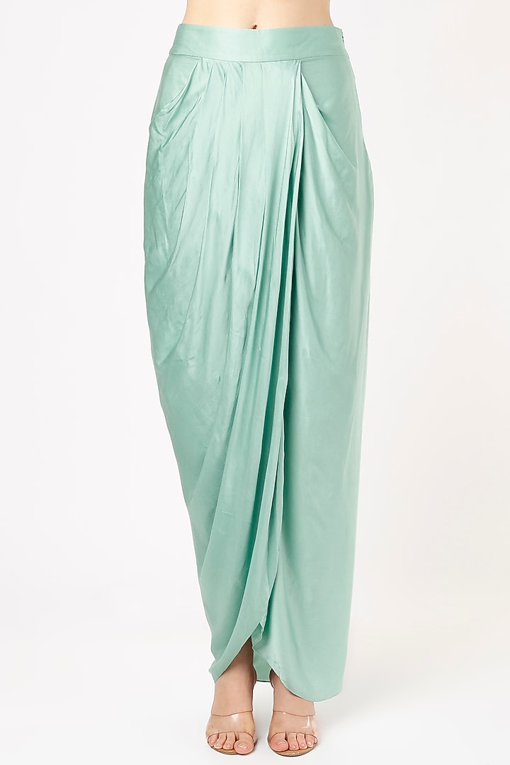 Mint Green Embroidered Cape Set by Kresha Lulla at Pernia's Pop Up Shop