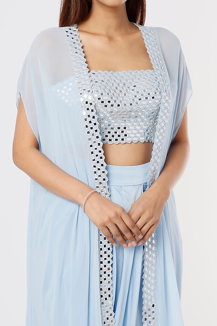 Powder Blue Georgette Dhoti Set by Kresha Lulla at Pernia's Pop Up Shop