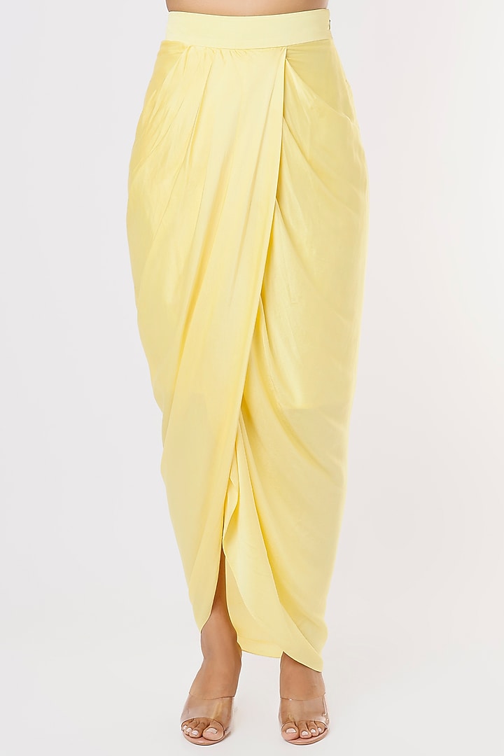 Lemon Yellow Embroidered Cape Set by Kresha Lulla at Pernia's Pop Up Shop