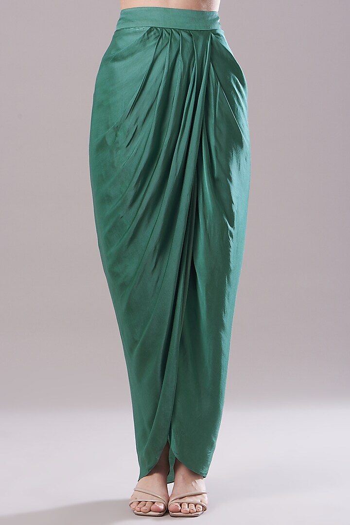 Green Raw Silk & Georgette Sequins Embroidered Cape Set by Kresha Lulla at Pernia's Pop Up Shop
