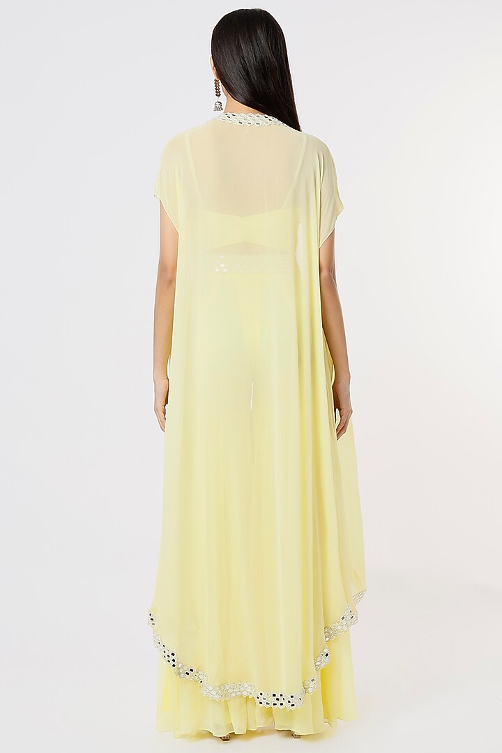 Lemon Yellow Georgette Wedding Sharara Set by Kresha Lulla at Pernia's Pop Up Shop