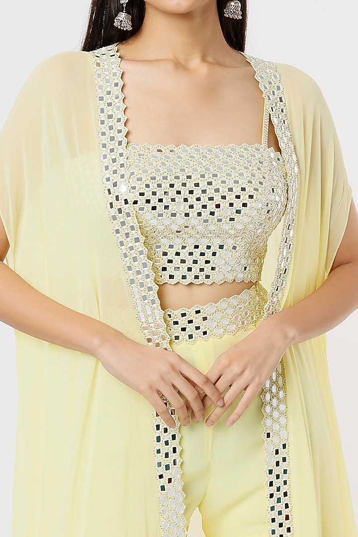 Lemon Yellow Georgette Wedding Sharara Set by Kresha Lulla at Pernia's Pop Up Shop